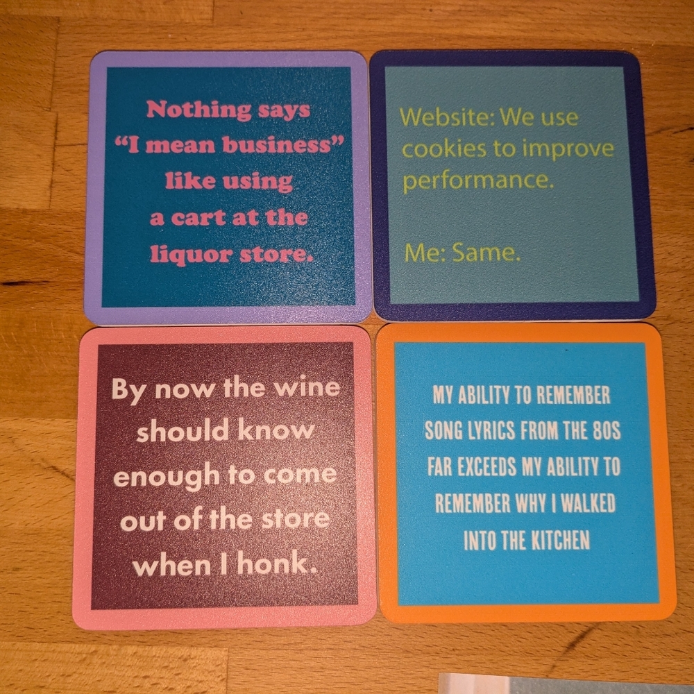 Drinks On Me Coasters - Set Of 4, Brand New With Tags